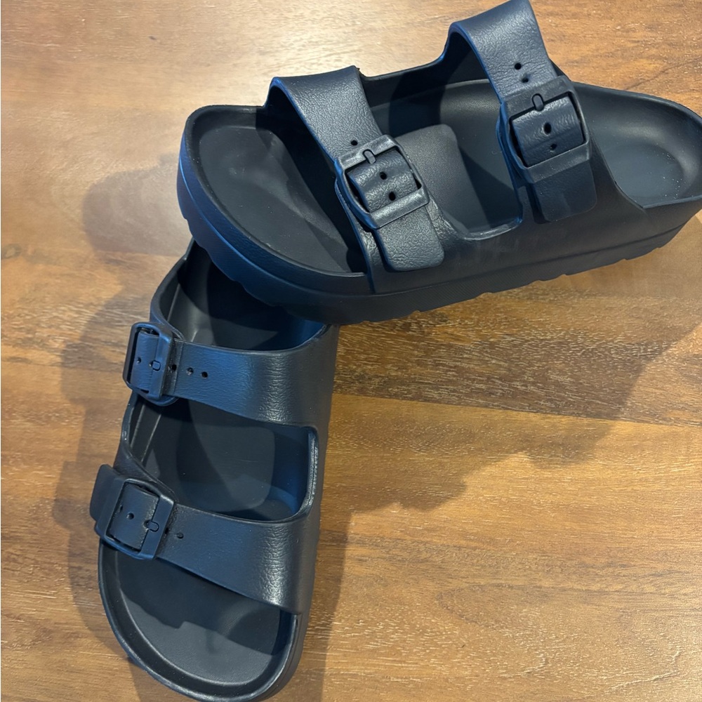 Women’s Black Two-Strap Platform Sandals